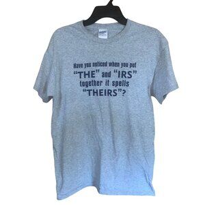 Gildan Heavy Cotton Graphic T-Shirt With "The IRS”" Design Gray Unisex Size M